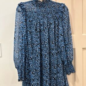 Miami Blue and Black Floral Long Sleeve Dress